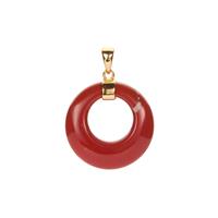 Red Jasper Pendant in Gold Tone Sterling Silver 22cts
