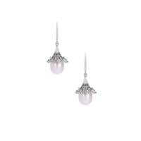 Kaori Cultured Pearl Earrings with White Topaz in Sterling Silver (12mm x 8.50mm)