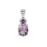 Moroccan, African Amethyst Pendant with White Zircon in Sterling Silver 2.45cts
