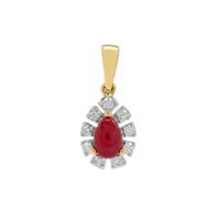 Greenland Ruby Pendant with Canadian Diamond in 9K Gold 0.85ct