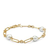 South Sea Cultured Pearl Bracelet in Gold Plated Sterling Silver (8MM)