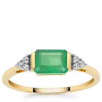 Sokoto Emerald Ring with White Zircon in 9K Gold 0.95ct