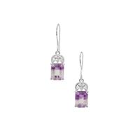 Moroccan Amethyst Earrings with White Zircon in Sterling Silver 4.90cts