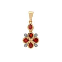 Tanzanian Ruby Pendant with White Zircon in 9K Gold 1cts