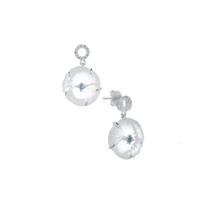 Optic Quartz, Santa Maria Aquamarine Earrings with White Zircon in Sterling Silver 19.25cts