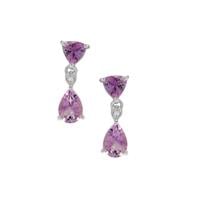 Moroccan Amethyst Earrings with White Zircon in Sterling Silver 2.10cts