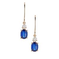 Nilamani Earrings with White Zircon in 9K Gold 2.56cts