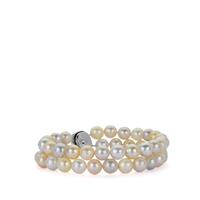 South Sea Cultured Pearl 2 Strand Bracelet in Sterling Silver (8.50mm)