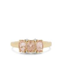 Padparadscha Oregon Sunstone Ring with White Zircon in 9K Gold 1.35cts