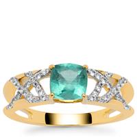 Botli Apatite Ring with White Zircon in 9K Gold 1.25cts