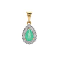 Colombian Emerald Pendant with White Zircon in 9K Gold 1.70cts