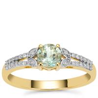 Aquaiba™ Beryl Ring with Diamond in 9K Gold 0.60ct