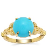 Sleeping Beauty Turquoise Ring in 9K Gold 3.20cts