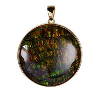 AA Ammolite Pendant  in Gold Tone Sterling Silver (30mm)