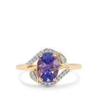 AA Tanzanite Ring with White Zircon in 9K Gold 1.75cts