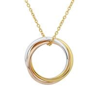 Spinning Pendant Necklace in Three Tone Gold Plated Sterling Silver