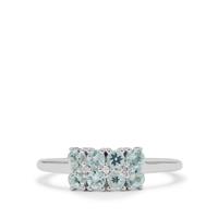 Santa Maria Aquamarine Ring with White Zircon in Sterling Silver 0.45ct