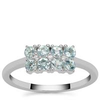 Santa Maria Aquamarine Ring with White Zircon in Sterling Silver 0.45ct