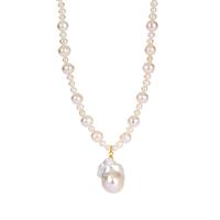 Kaori Cultured Pearl Necklace witgh Baroque Cultured Pearl in Gold Tone Sterling Silver