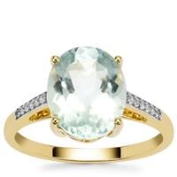 Aquamarine Ring with White Zircon in 9K Gold 3.45cts