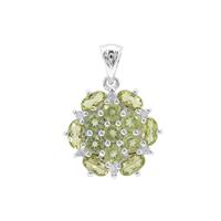 Changbai Peridot Pendant with White Zircon in Sterling Silver 2.96cts