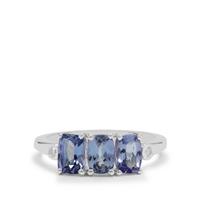 Bi Colour Tanzanite Ring with White Zircon in Sterling Silver 1.80cts