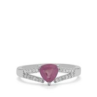 Ilakaka Hot Pink Sapphire Ring with White Zircon in Sterling Silver 1.25cts (F)