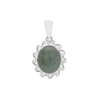 Type A Burmese Jade Pendant with White Zircon in Sterling Silver 6.30cts