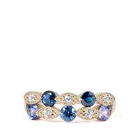 Cobalt Blue Spinel Ring with White Zircon in 9K Gold 1.24cts