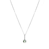 Fara Cut Prasiolite Necklace with White Zircon in Rhodium Plated Sterling Silver 1.47cts