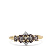 Colour Change Garnet Ring with White Zircon in 9K Gold 1.05cts