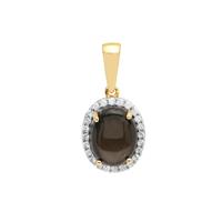 Black Star Sapphire Pendant with White Zircon in 9K Gold 3.45cts
