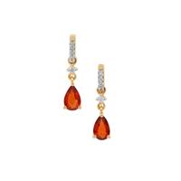 Tanzanian Ruby Earrings with White Zircon in 9K Gold 1cts