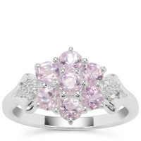 Rose du Maroc Amethyst Ring with White Zircon in Sterling Silver 1.18cts