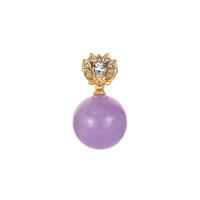 Kunzite Pendant with White Topaz in Gold Tone Sterling Silver 18.20cts