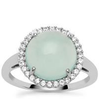 Gem-Jelly™ Aquaprase™ Ring with White Zircon in Platinum Plated Sterling Silver 4.85cts