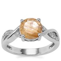 Bahia Rutilite Ring with Diamond in Sterling Silver 1.63cts