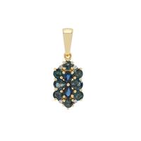 Nigerian Blue Sapphire Pendant with Diamond in 9K Gold 1.10cts