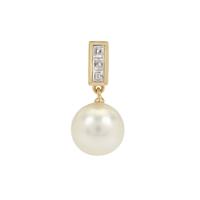 South Sea Cultured Pearl Pendant with White Zircon in 9K Gold (11mm)