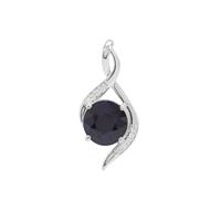 Madagascan Blue Sapphire Pendant with White Zircon in Sterling Silver 2.66cts