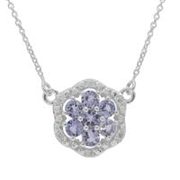 Tanzanite Necklace with White Zircon in Sterling Silver 1.30cts