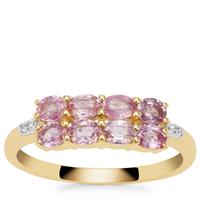 Pink Sapphire Ring with White Zircon in 9K Gold 1.20cts