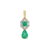 Panjshir Emerald Pendant with Diamond in 18K Gold 0.85ct