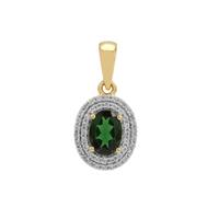 Congo Green Tourmaline Pendant with White Zircon in 9K Gold 1.15cts