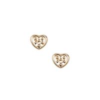 9K Gold Flower Heart Earrings 0.32g