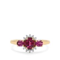 Comeria Garnet Ring with White Zircon in 9K Gold 1.25cts