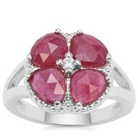 Rose Cut Malagasy Ruby Ring with White Zircon in Sterling Silver 3.05cts (F)