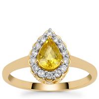Bang Kacha Yellow Sapphire Ring with White Zircon in 9K Gold 1.15cts