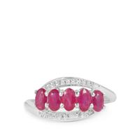 John Saul Ruby Ring with White Zircon in Sterling Silver 1.67cts
