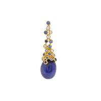 Thai Sapphire Pendant with White Zircon in Gold Plated Sterling Silver 11.60cts (F)